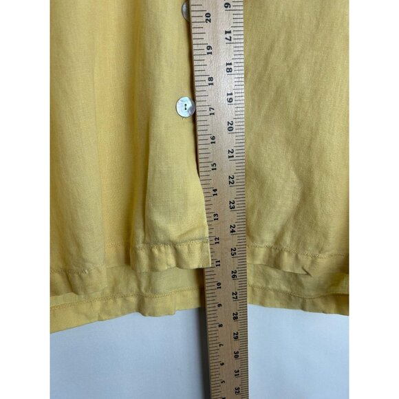 Hot Cotton Women's 100% Linen Yellow Long Sleeve Button Up Shirt Medium - Picture 4 of 14